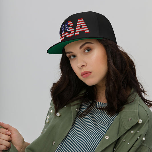 USA Flat Bill Cap | Embroidered Snapback Hat