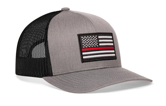 Thin Red Line Trucker Hat | Gray-Black Fire Snapback