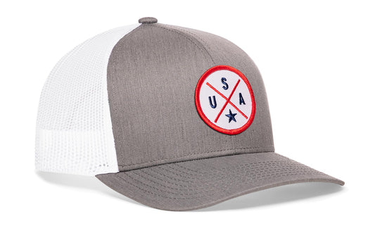 USA Trucker Hat | Gray-White America Snapback