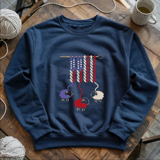America Wool Sweatshirt - Patriotic Yarn Art Design for Knitters & Crocheters