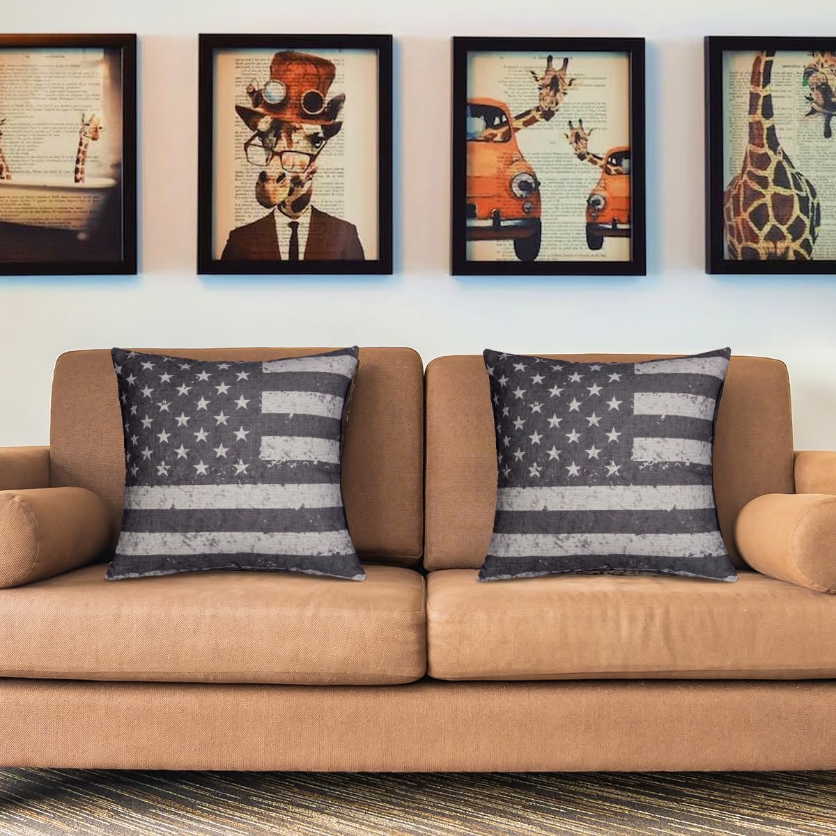 Patriotic Design Printed Throw Pillow Cover - 18 x 18 Inches