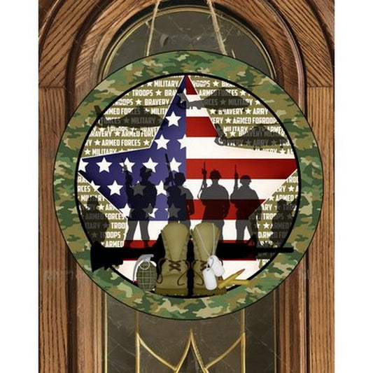 Patriotic Army Armed Forces Round Sign