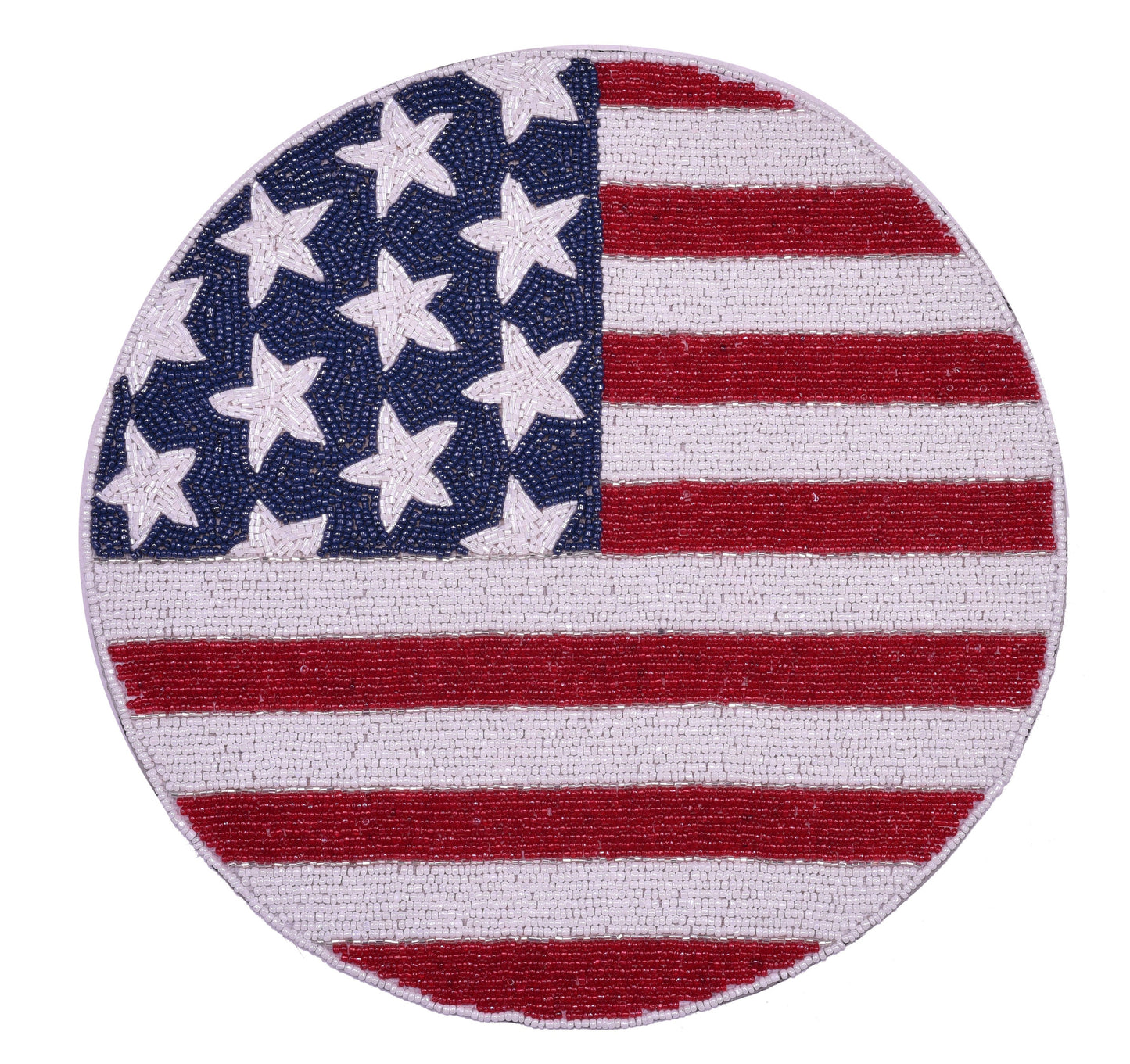 USA Flag Round Beaded Placemats