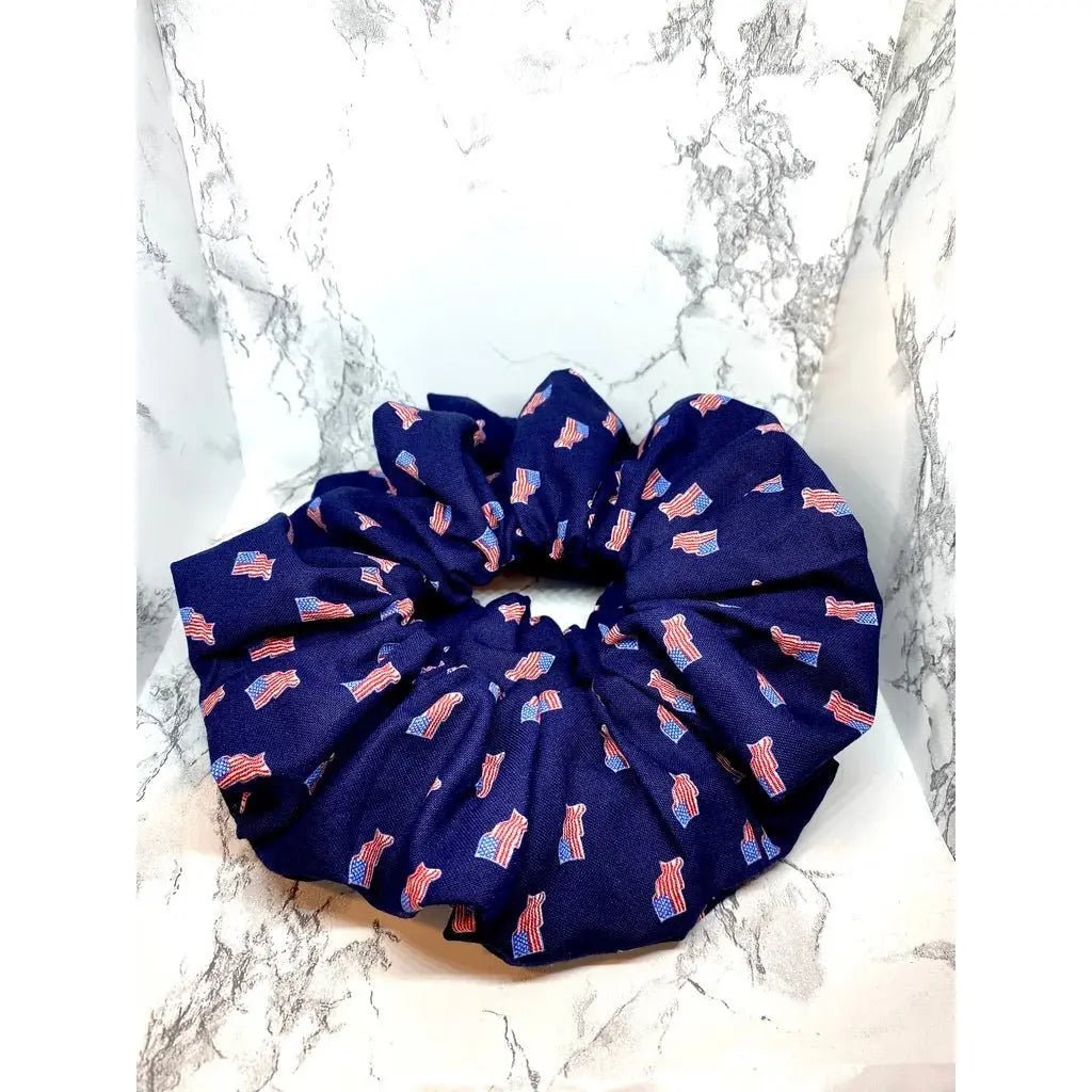 Navy Flag Patriotic Oversized Scrunchie