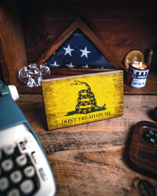 Gadsden Wooden Desk Flag – American Oak | Flags of Valor