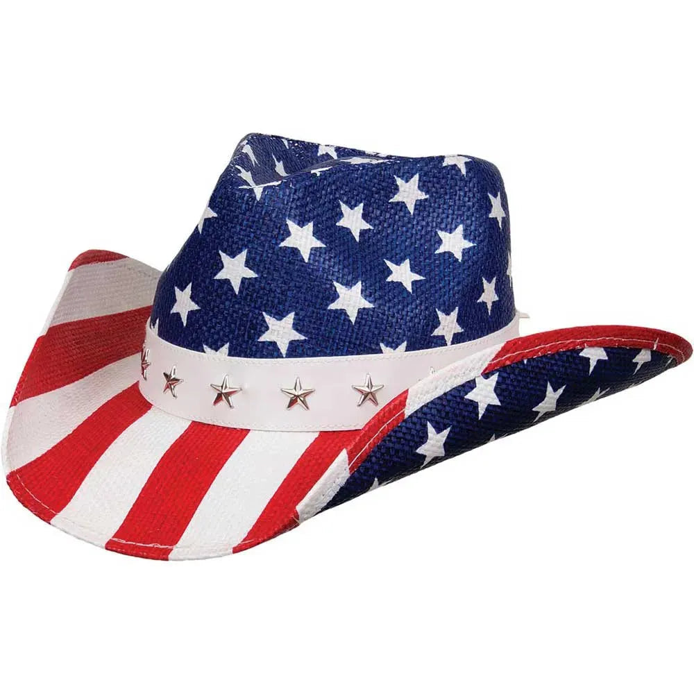 Deadwood Trading United | American Flag Shapeable Straw Cowboy Hat