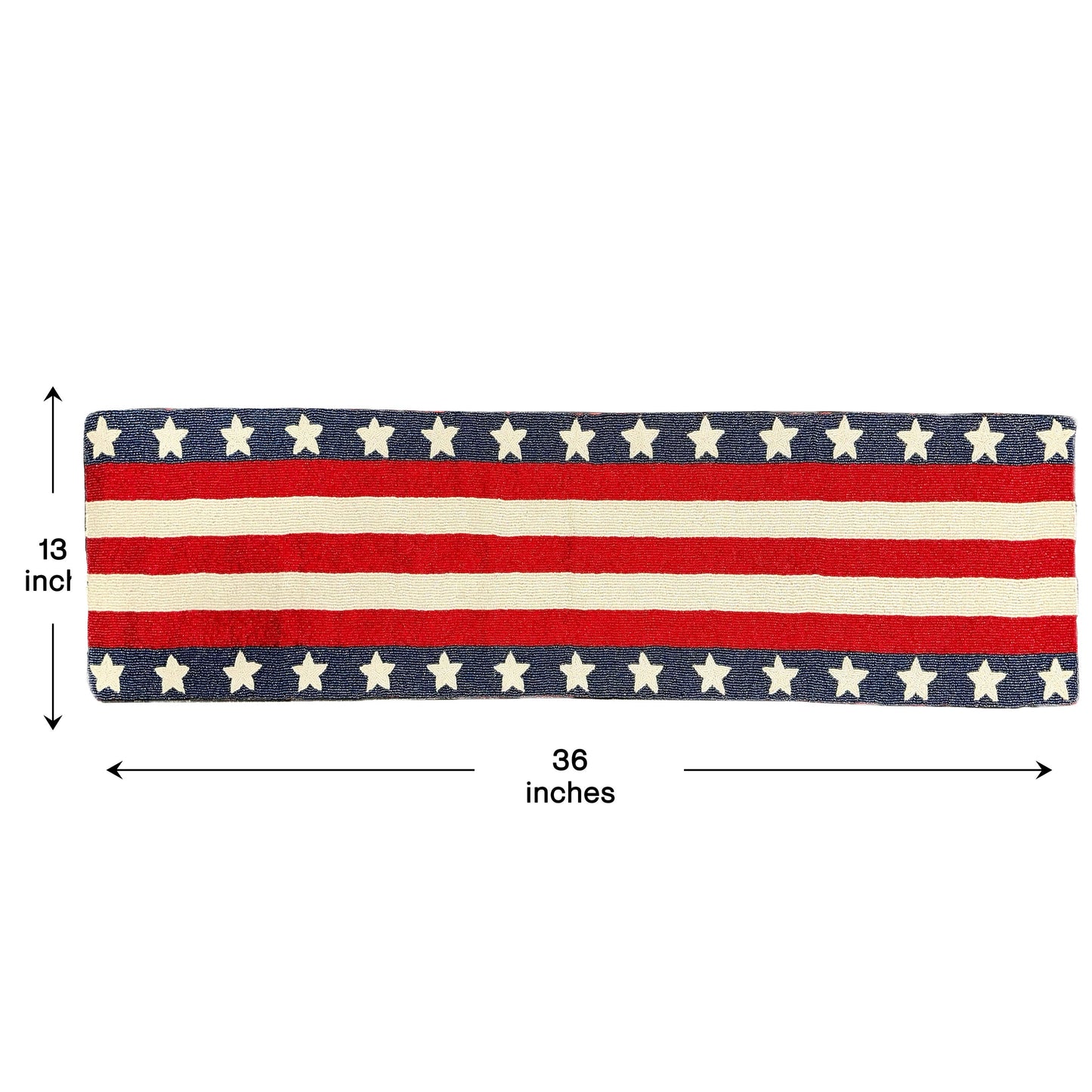 USA Flag Beaded Table Runner 13 x 35