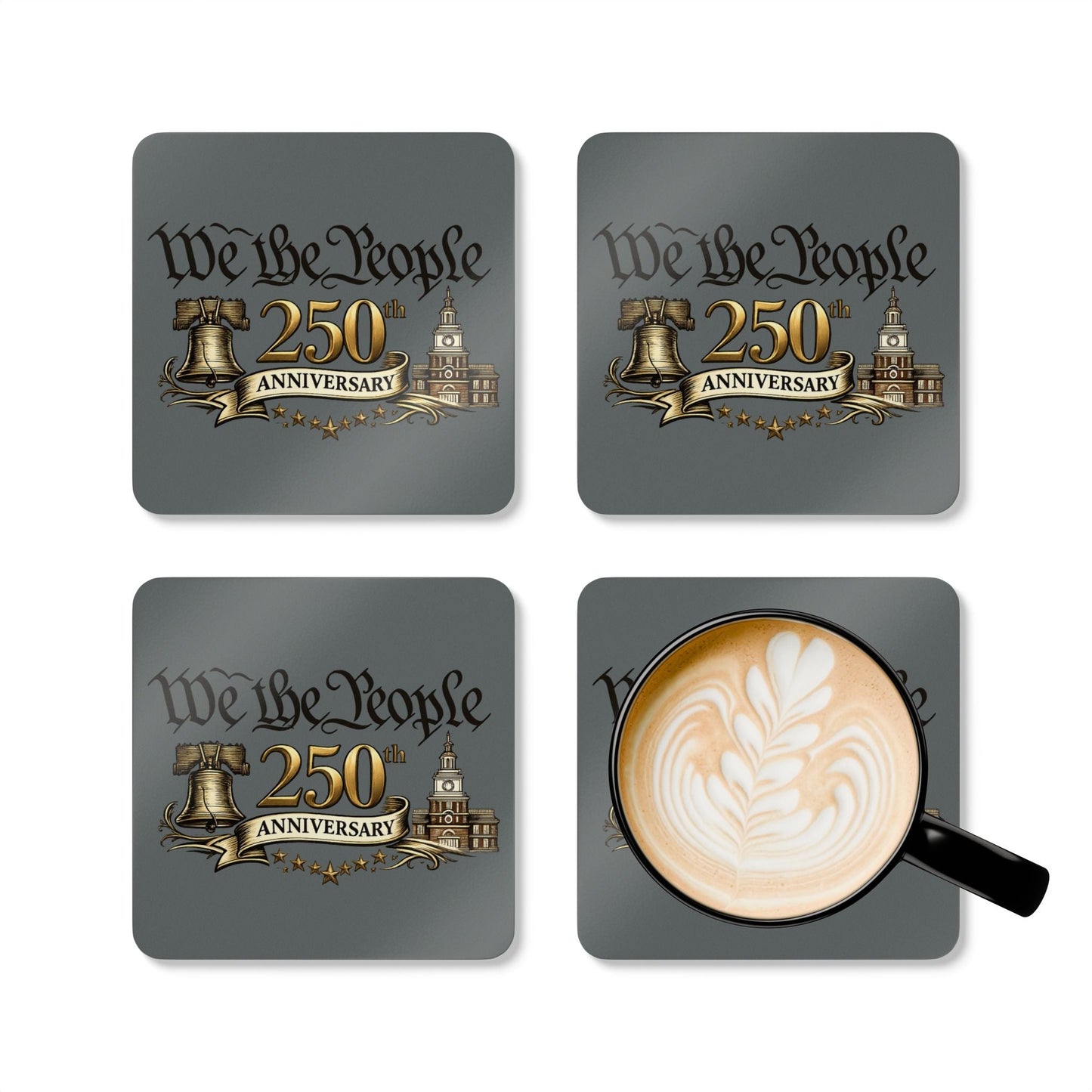 We the People 250th Anniversary Cork Coaster Set