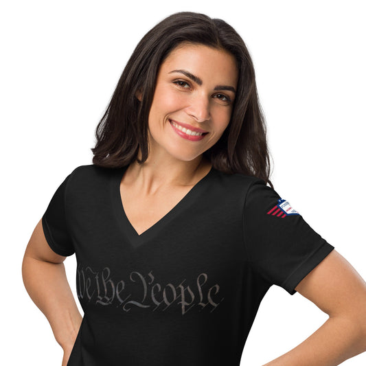 We The People V-Neck Tee | Women's Relaxed Patriotic Shirt