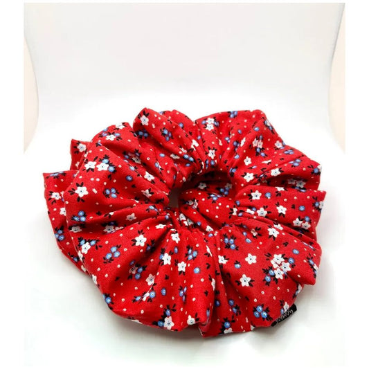 Red Floral Patriotic Oversized Scrunchie