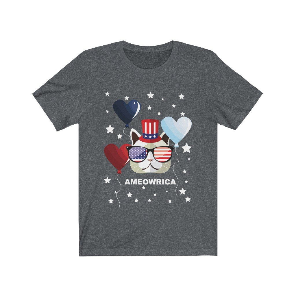 Ameowrica Cat July 4th T-Shirt – Funny Patriotic Tee – USA Made