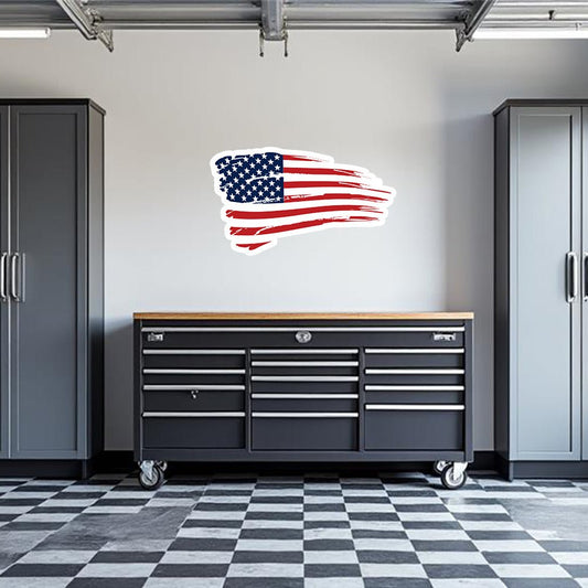 American Flag Garage Wall Decal | Large Patriotic Vinyl