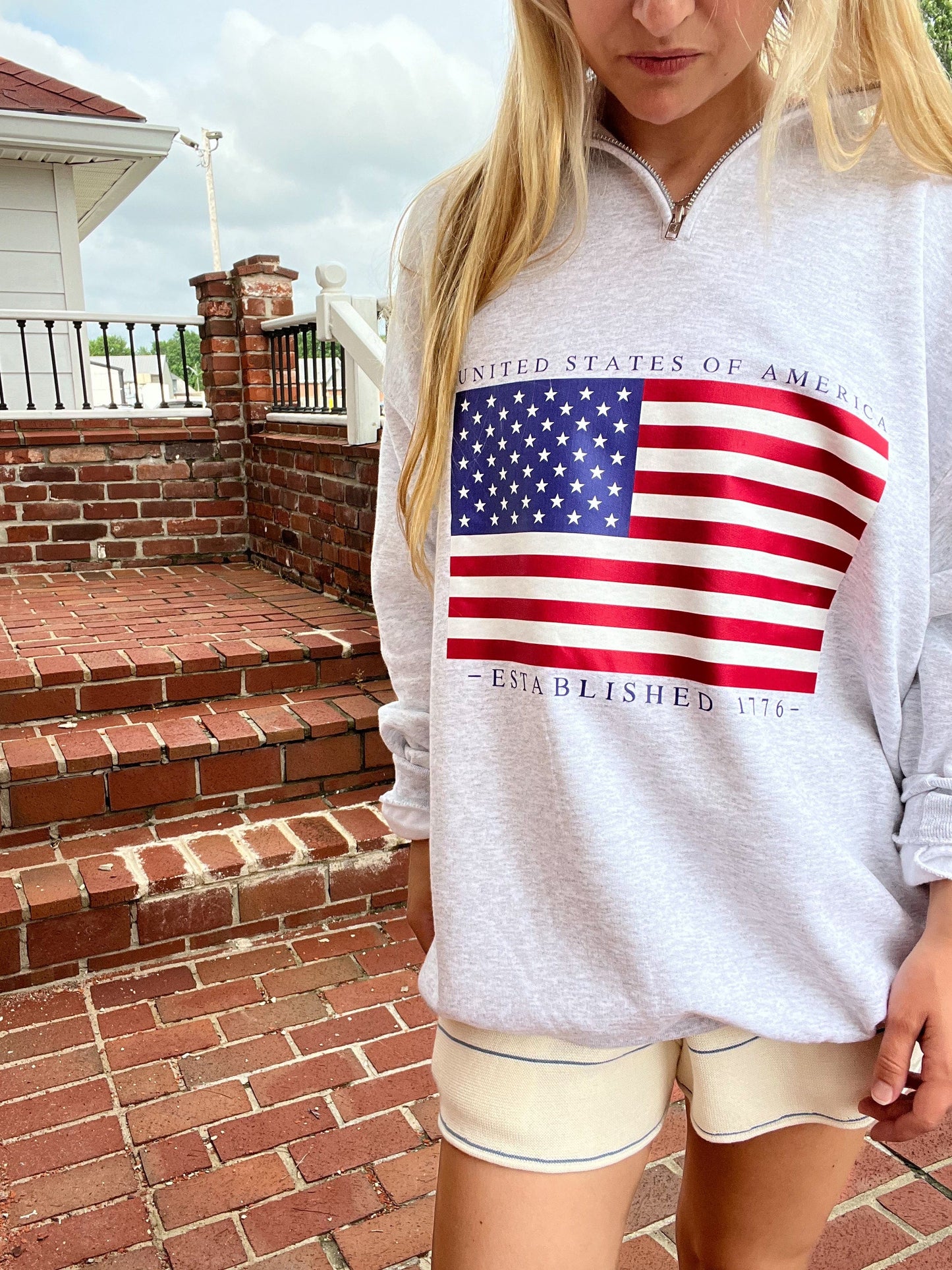 All American Flag 1/4 Zip Pullover - Patriotic | Wild Kard