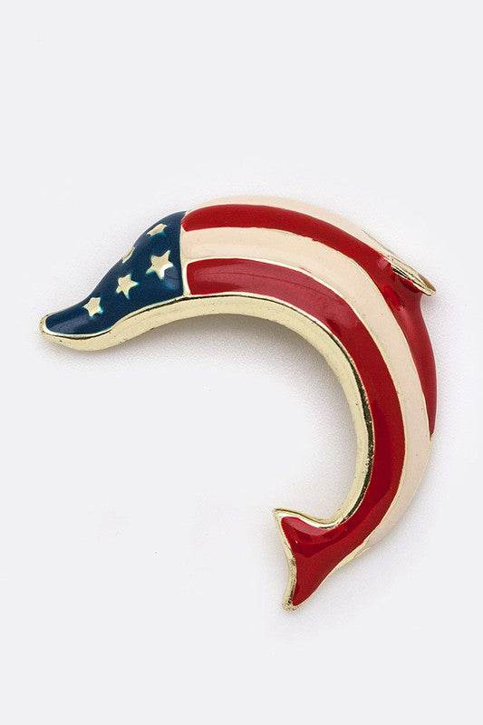 US Flag Dolphin Brooch Set - Patriotic Pin Collection (12-Piece)