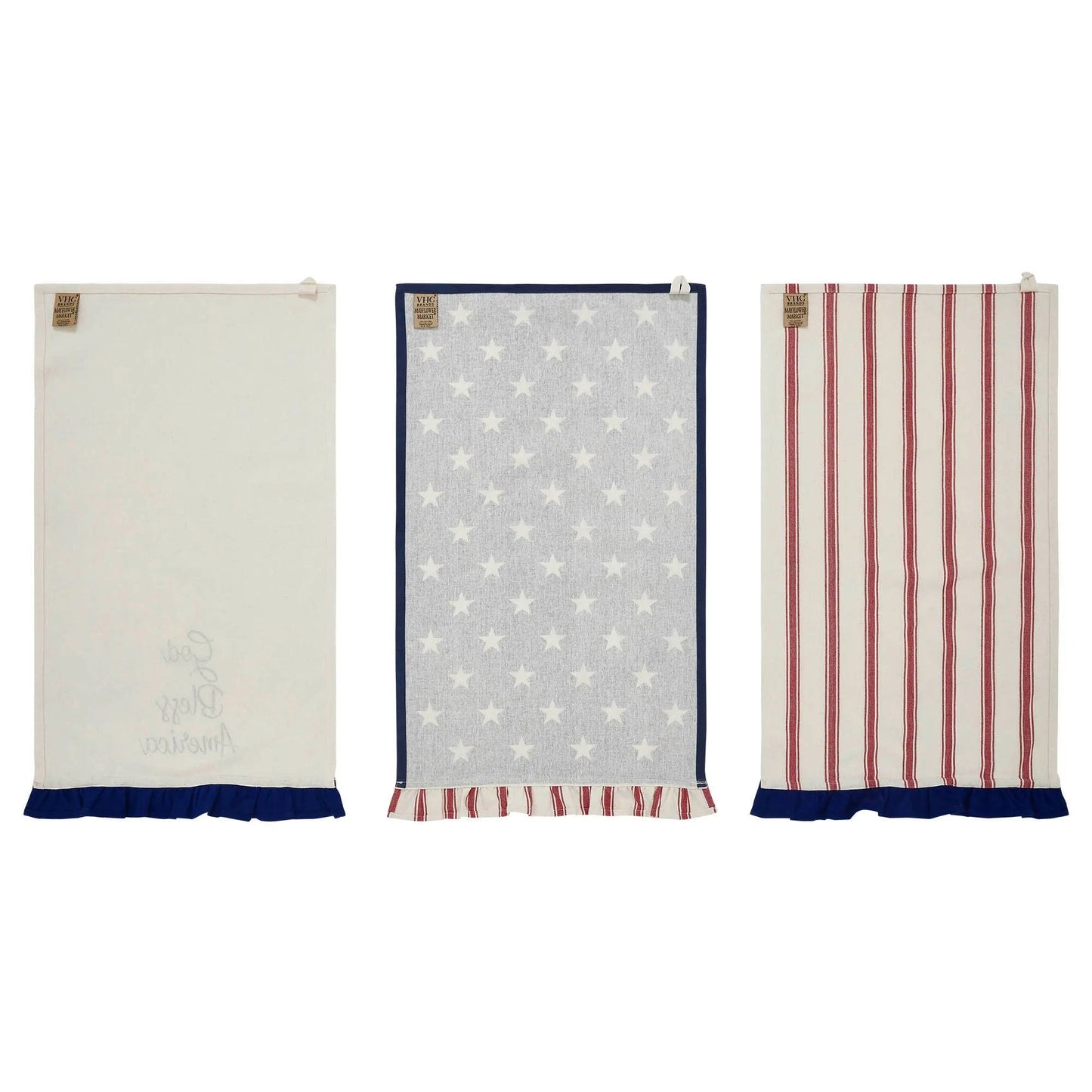 Hatteras Stars GBA Ruffled Tea Towel Set of 3 16x28