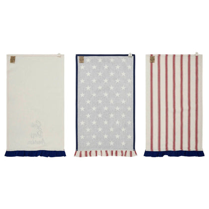 Hatteras Stars GBA Ruffled Tea Towel Set of 3 16x28