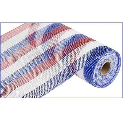 10" Poly Deco Mesh Ribbon: Deluxe Stripe Patriotic