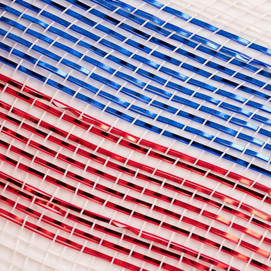 10" Poly Deco Mesh Ribbon: Deluxe Stripe Patriotic