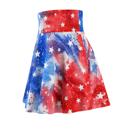 Patriotic Red White & Blue Star Skater Skirt — Women’s 4th of July AOP