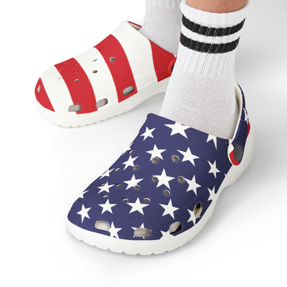 Kids Patriotic Foam Clogs | July 4th Shoes with Charms