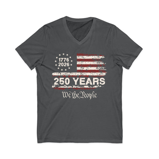 Distressed American Flag V-Neck Tee – Vintage Patriotic USA T-Shirt