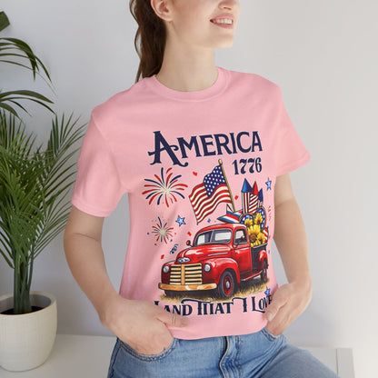 Patriotic Red Truck T‑Shirt — "America 1776 Land That I Love" Fourth of July Tee