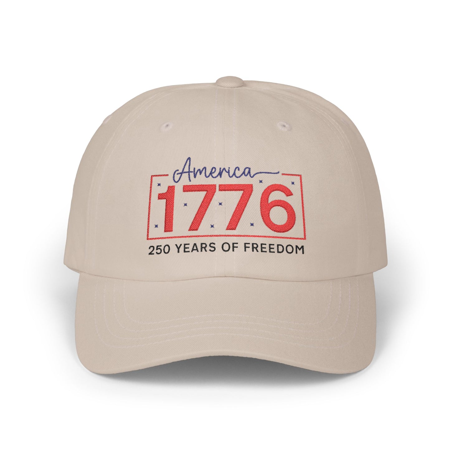 America 1776 Patriotic Dad Cap — "250 Years of Freedom" Embroidered Hat