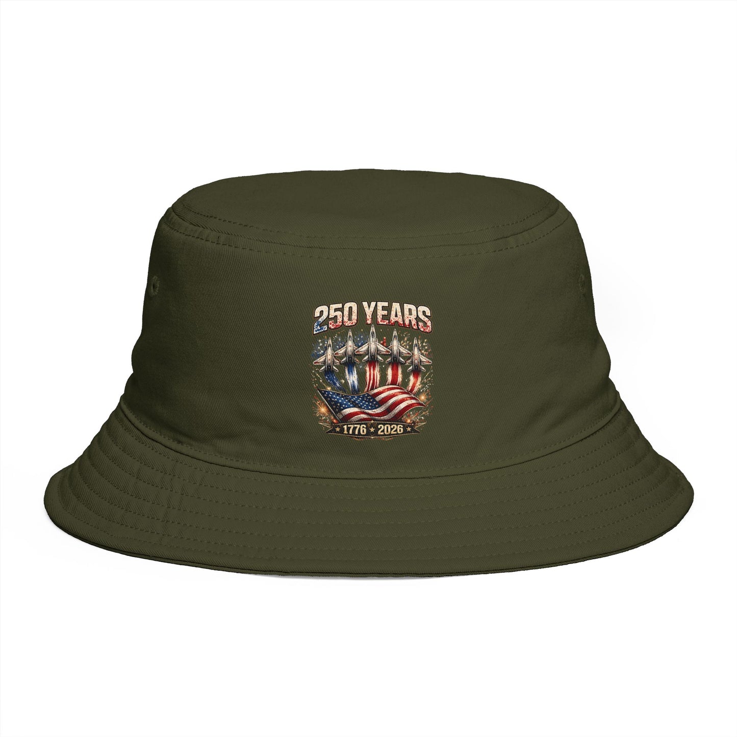 250 Years American Flag Bucket Hat – 1776–2026 Patriotic Cotton Cap