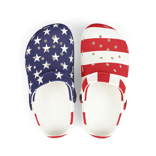 Kids Patriotic Foam Clogs | July 4th Shoes with Charms
