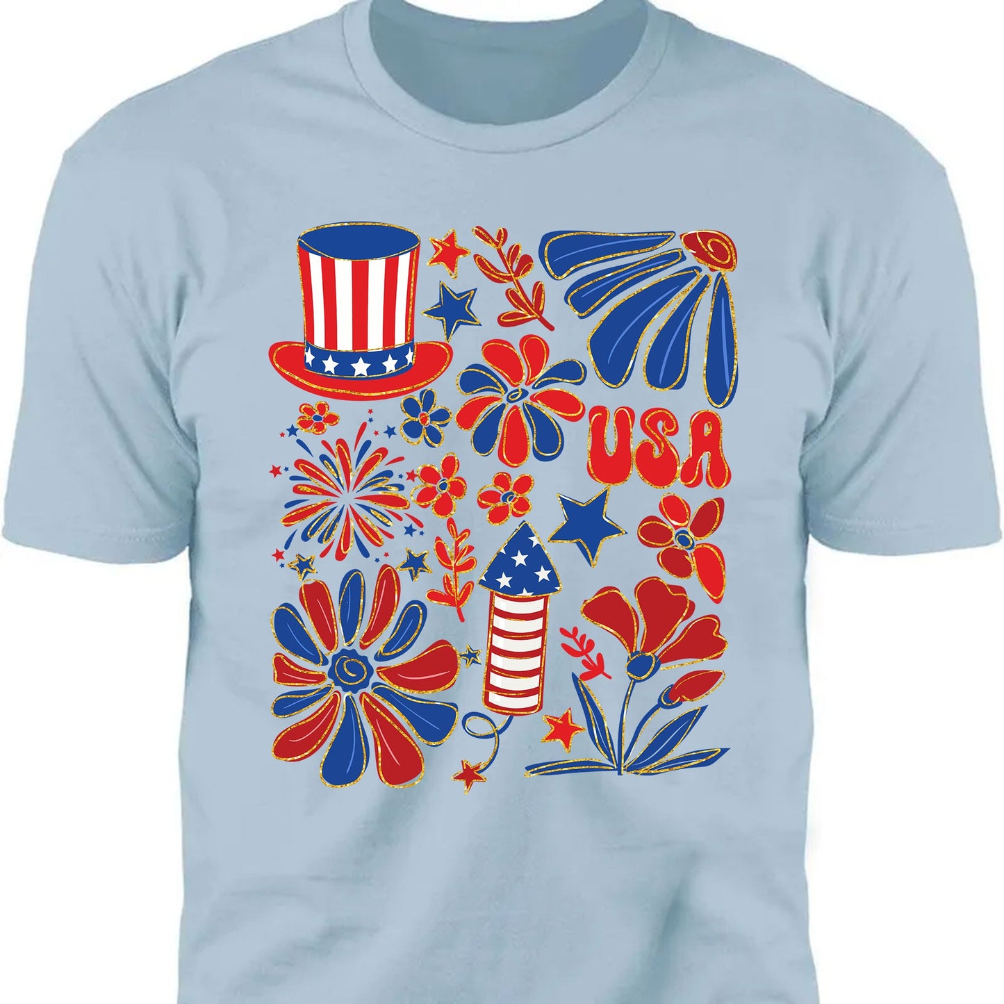 Retro America Coquette Shirt - Floral 4th of July Vintage USA T-Shirt