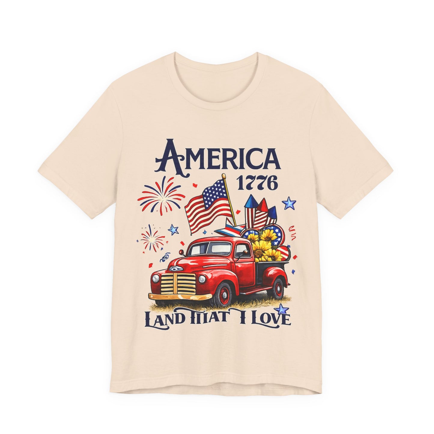 Patriotic Red Truck T‑Shirt — "America 1776 Land That I Love" Fourth of July Tee