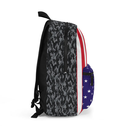 Camo USA Flag Backpack | Patriotic Travel & School Bag
