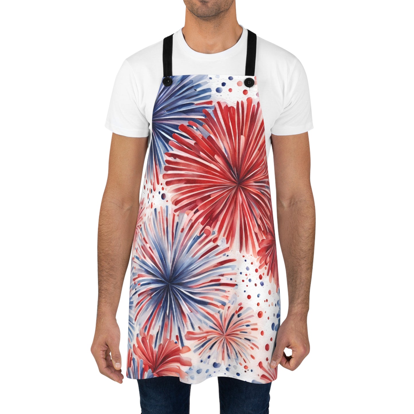 Patriotic Fireworks Apron - Red White & Blue BBQ/Cooking Apron for 4th of July