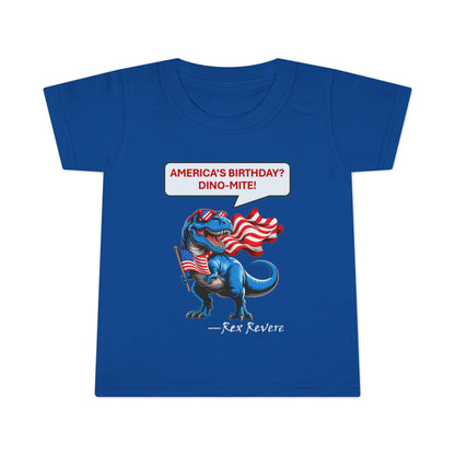Toddler T-Shirt - "America's Birthday? DINO-MITE!" Patriotic Dino Kids Tee