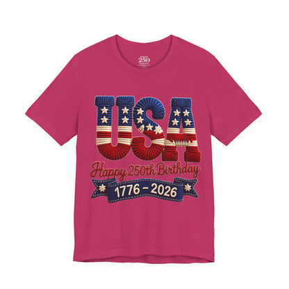 America 250 Distressed Flag Tee — 1776 to 2026 Patriotic Birthday Shirt