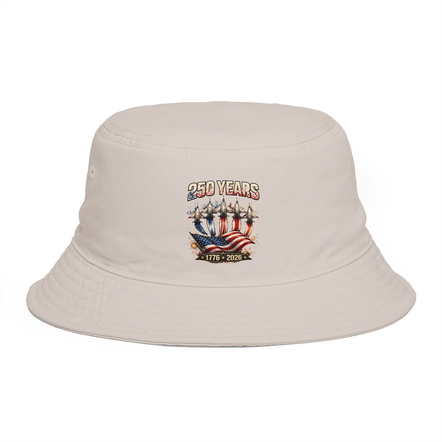 250 Years American Flag Bucket Hat – 1776–2026 Patriotic Cotton Cap