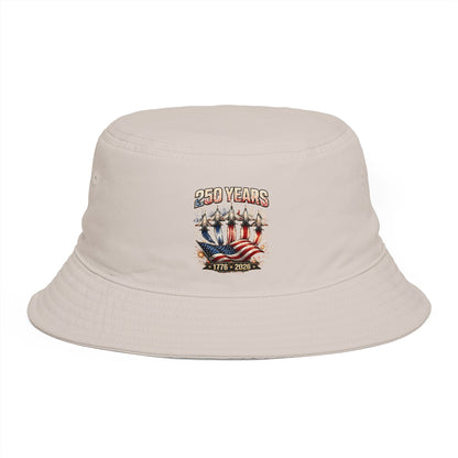 250 Years American Flag Bucket Hat – 1776–2026 Patriotic Cotton Cap