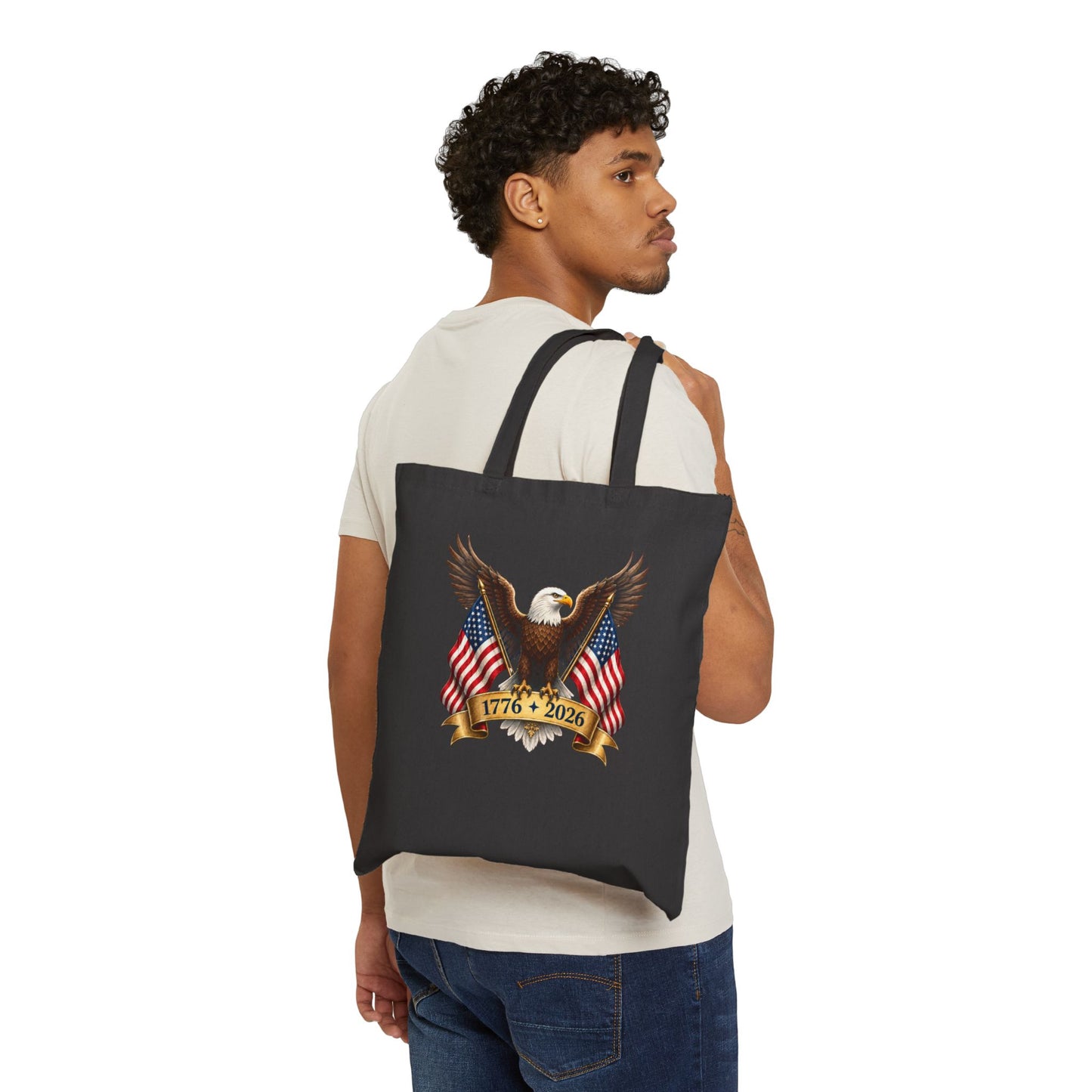 America 250 Patriotic Canvas Tote Bag – Heavy-Duty 12 oz