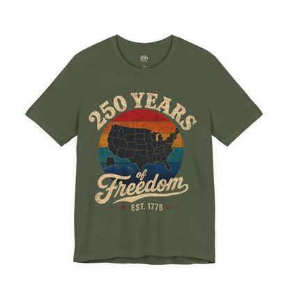 America 250 Distressed Map Tee — 250 Years of Freedom