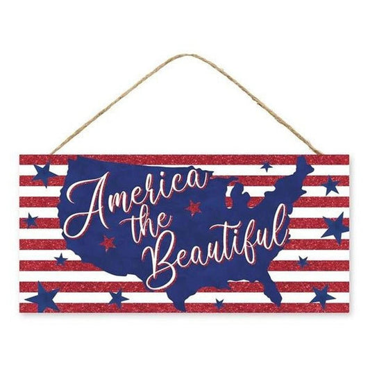 12" Wooden Sign: America The Beautiful