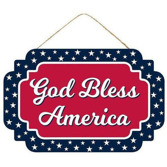 12" Wooden Sign: God Bless America