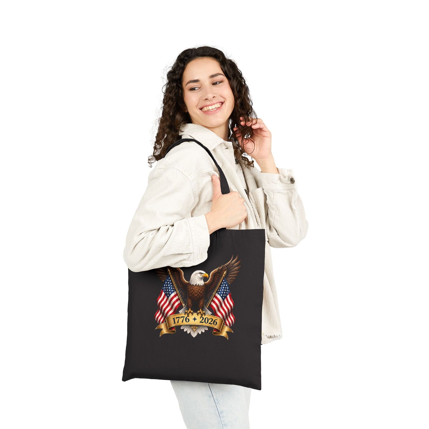 America 250 Patriotic Canvas Tote Bag – Heavy-Duty 12 oz