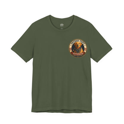 Patriot Pups Veteran T-Shirt — American Flag Dog Military Tribute Tee