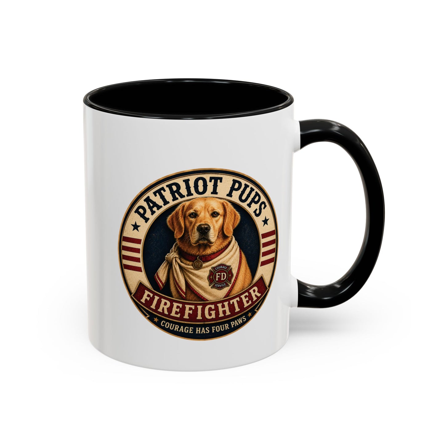 Scout the Firefighter Accent Mug | Patriot Pups™ | Brave. Loyal. Always Ready