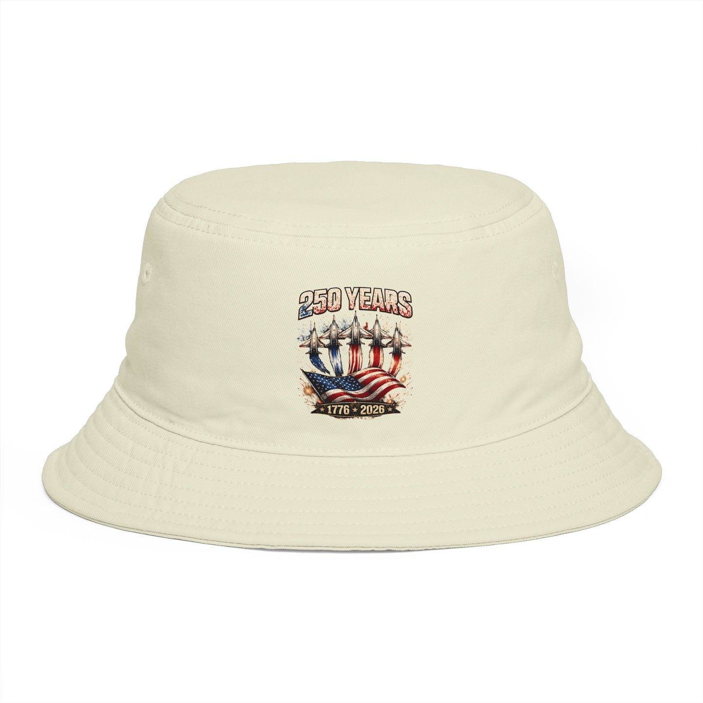 250 Years American Flag Bucket Hat – 1776–2026 Patriotic Cotton Cap