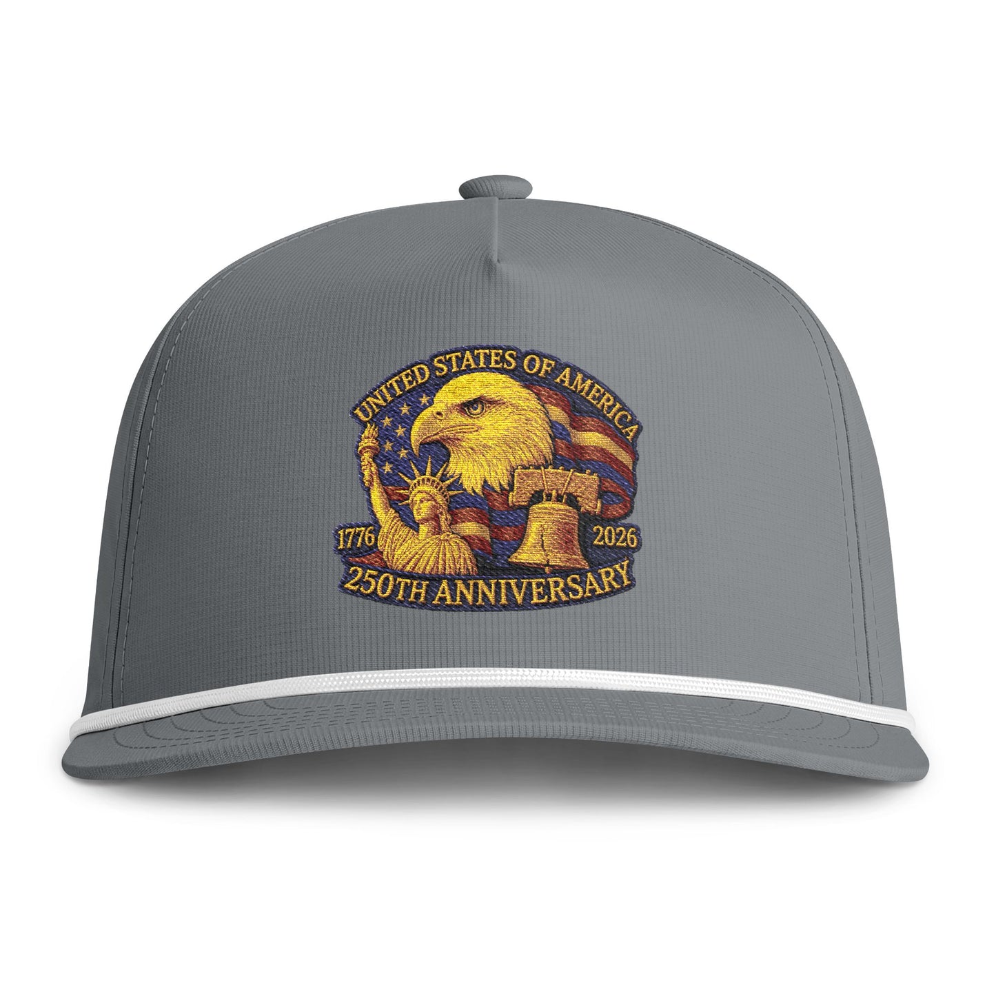 250th Anniversary USA Eagle Embroidered Rope Cap — Sunwashed Patriotic Hat