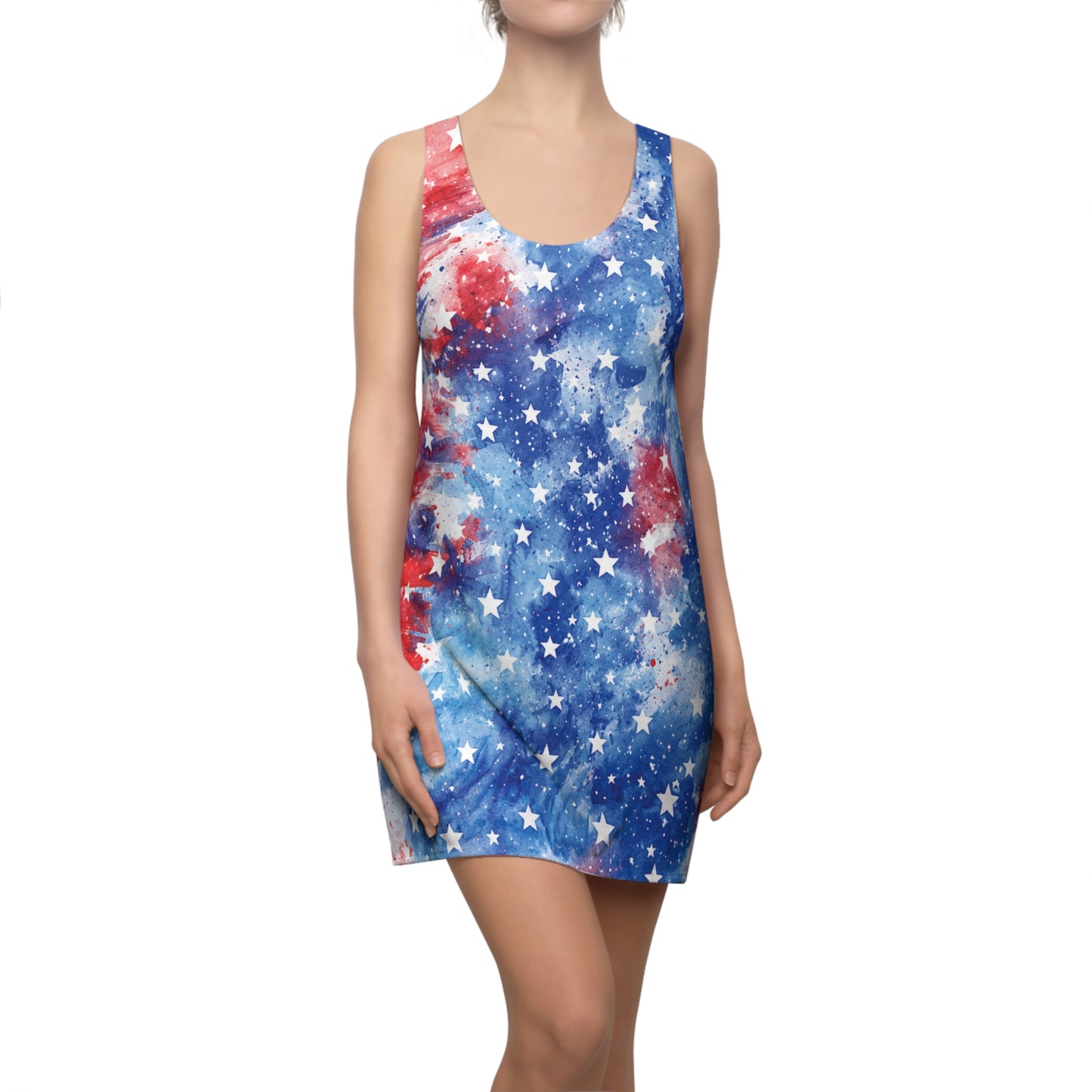 Patriotic Red White & Blue Star Racerback Dress