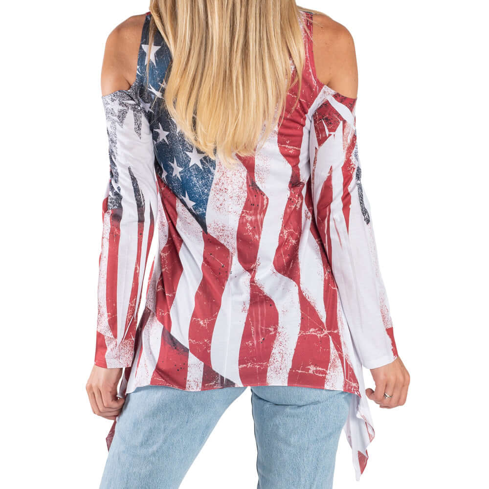 Made in USA Cold Shoulder Tunic - Women's Flag Top | Flag Shirt