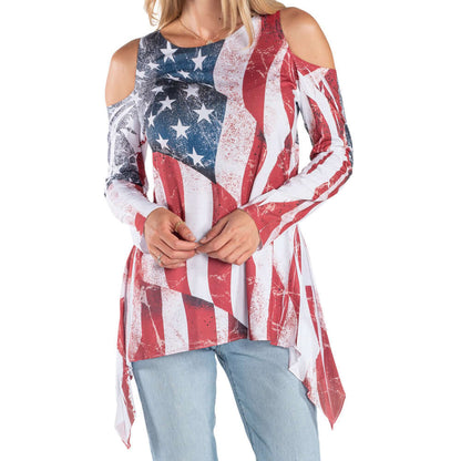 Made in USA Cold Shoulder Tunic - Women's Flag Top | Flag Shirt