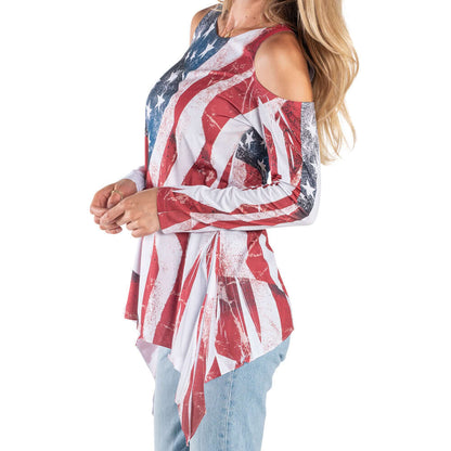 Made in USA Cold Shoulder Tunic - Women's Flag Top | Flag Shirt